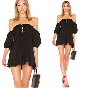 Majorelle Revolve off the shoulder corset Mini Dress Black M chic LBD